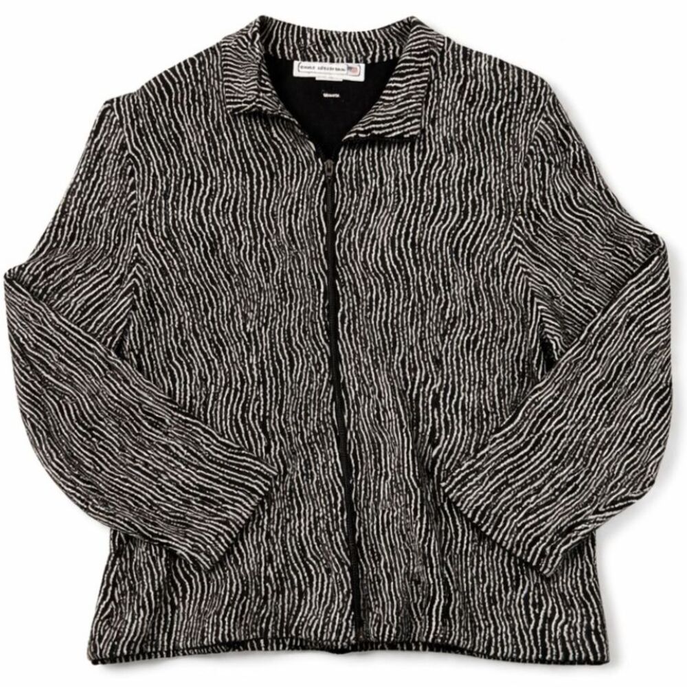 Vintage Pablo‎ Collection 12P Textured Zip Blazer Jacket Wavy Artsy Abstract USA